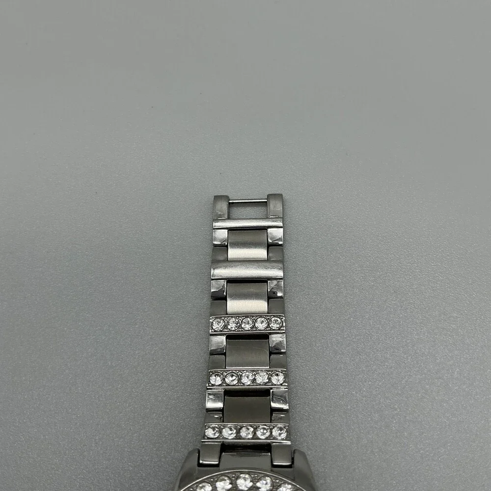 Fossil Womens Watch 34mm Pink MOP Crystals Stainless Bracelet New Battery 6